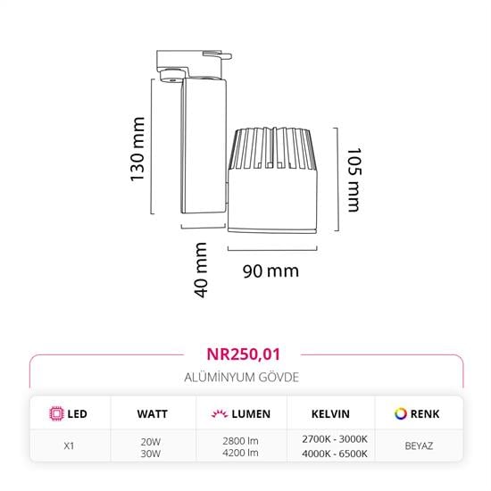 Moda Aydınlatma Dekoratif Ray Spot Beyaz MD-R 1055-01