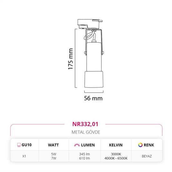 Moda Aydınlatma Dekoratif Ray Spot Beyaz MD-R 1129-01