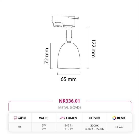 Moda Aydınlatma Dekoratif Ray Spot Beyaz MD-R 1145-01