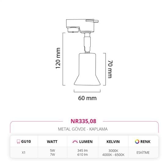 Moda Aydınlatma Dekoratif Ray Spot Eskitme MD-R 1142-08