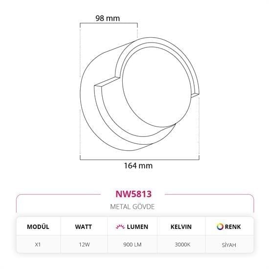 Moda Aydınlatma Dış Mekan LED Aplik Siyah MD-A 5268-02