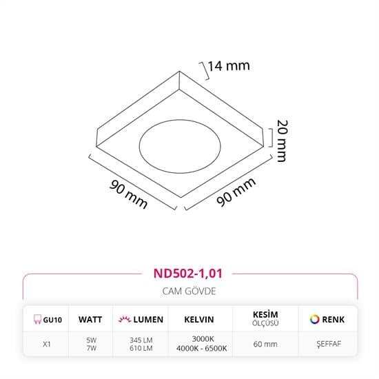 Moda Aydınlatma Sıva Altı Cam Spot MD-D 2176-01