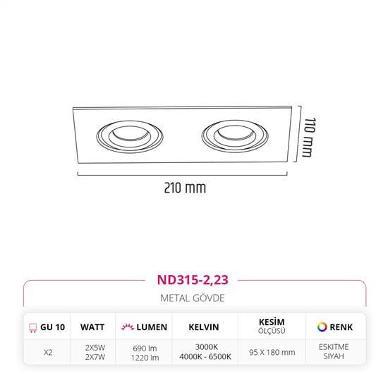 Moda Aydınlatma Sıva Altı İkili Led Spot Eskitme MD-D 2070-23