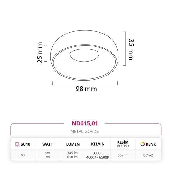 Moda Aydınlatma Sıva Altı LED Spot Beyaz MD-D 2146-01