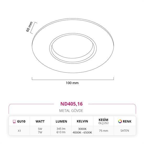 Moda Aydınlatma Sıva Altı LED Spot Saten MD-D 2124-16