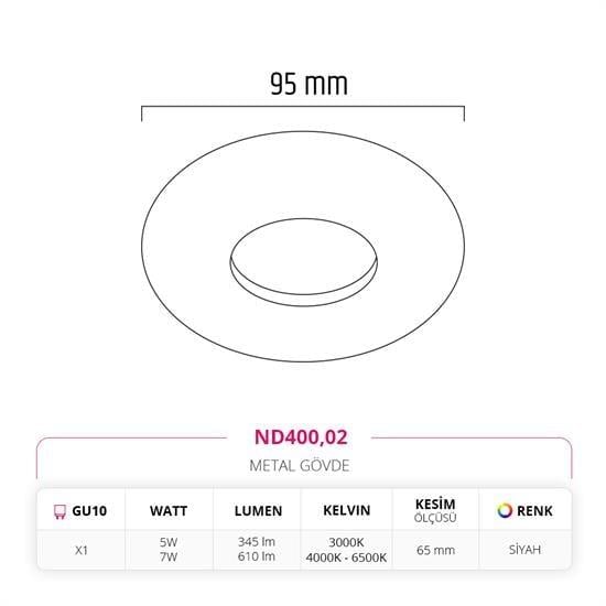 Moda Aydınlatma Sıva Altı LED Spot Siyah MD-D 2120-02