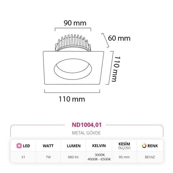 Moda Aydınlatma Sıva Altı Led Spot Beyaz MD-D 2206-01
