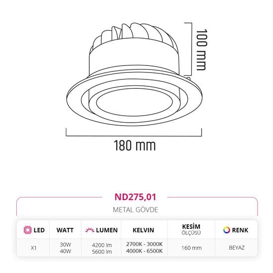 Moda Aydınlatma Sıva Altı Led Spot Beyaz MD-D 2019-01