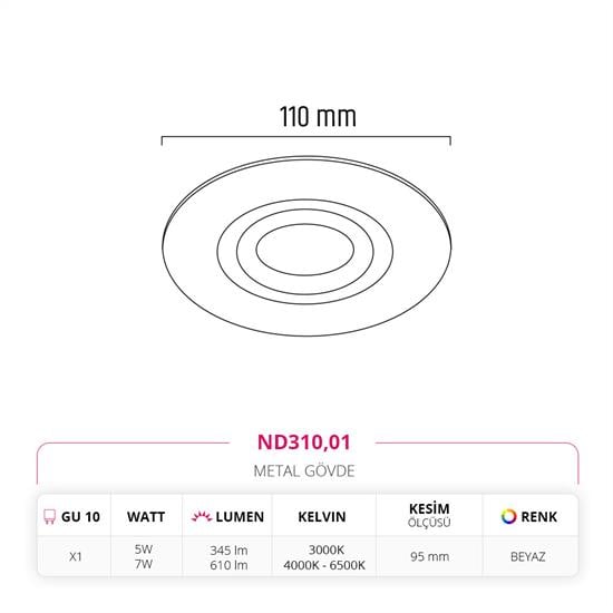 Moda Aydınlatma Sıva Altı Led Spot Beyaz MD-D 2042-01