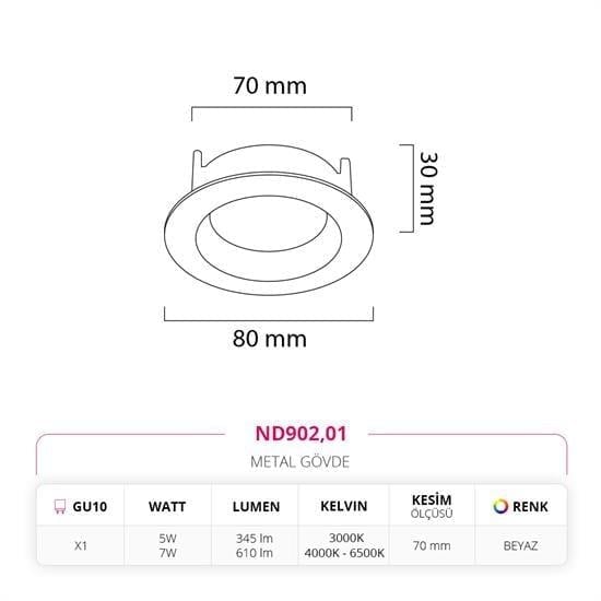 Moda Aydınlatma Sıva Altı Led Spot Beyaz MD-D 2149-01