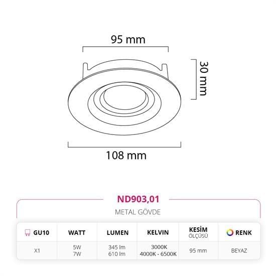 Moda Aydınlatma Sıva Altı Led Spot Beyaz MD-D 2150-01