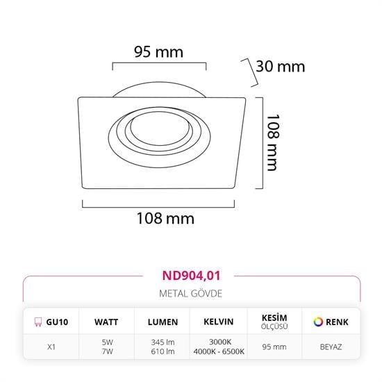 Moda Aydınlatma Sıva Altı Led Spot Beyaz MD-D 2151-01