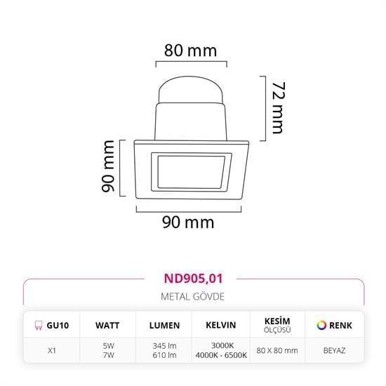 Moda Aydınlatma Sıva Altı Led Spot Beyaz MD-D 2153-01