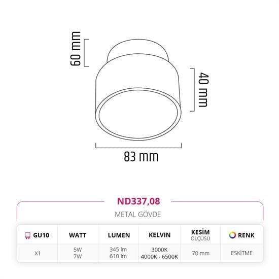 Moda Aydınlatma Sıva Altı Led Spot Eskitme MD-D 2095-08