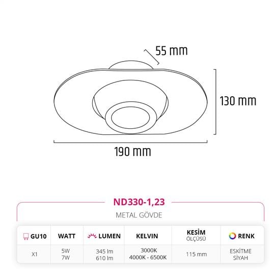 Moda Aydınlatma Sıva Altı Led Spot Eskitme Siyah MD-D 2080-23