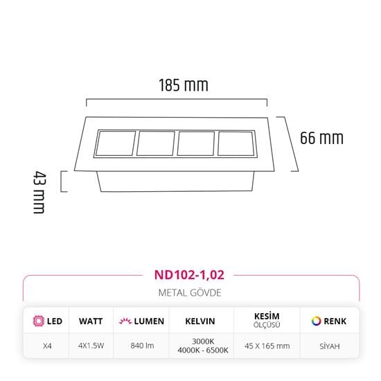 Moda Aydınlatma Sıva Altı Led Spot Siyah MD-D 2008-02