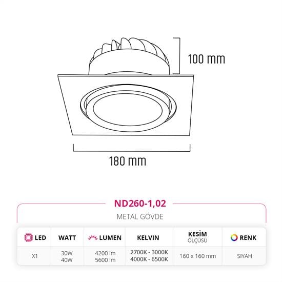 Moda Aydınlatma Sıva Altı Led Spot Siyah MD-D 2015-02