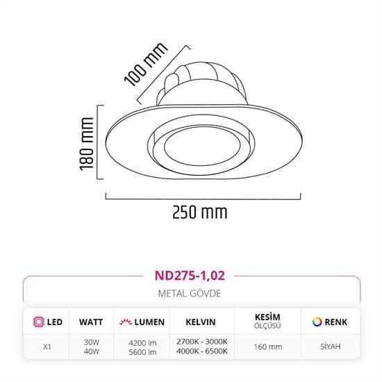 Moda Aydınlatma Sıva Altı Led Spot Siyah MD-D 2023-02