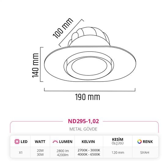 Moda Aydınlatma Sıva Altı Led Spot Siyah MD-D 2033-02