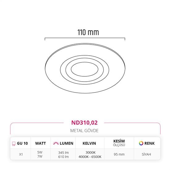 Moda Aydınlatma Sıva Altı Led Spot Siyah MD-D 2043-02