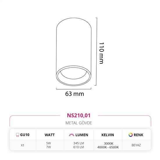 Moda Aydınlatma Sıva Üstü Led Spot Beyaz MD-S 3071-01