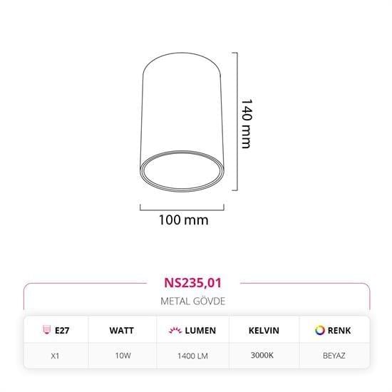 Moda Aydınlatma Sıva Üstü Led Spot Beyaz MD-S 3069-01