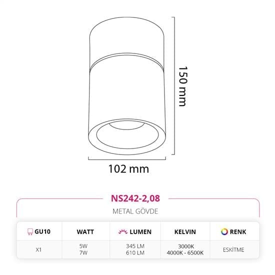 Moda Aydınlatma Sıva Üstü Led Spot Eskitme MD-S 3095-08