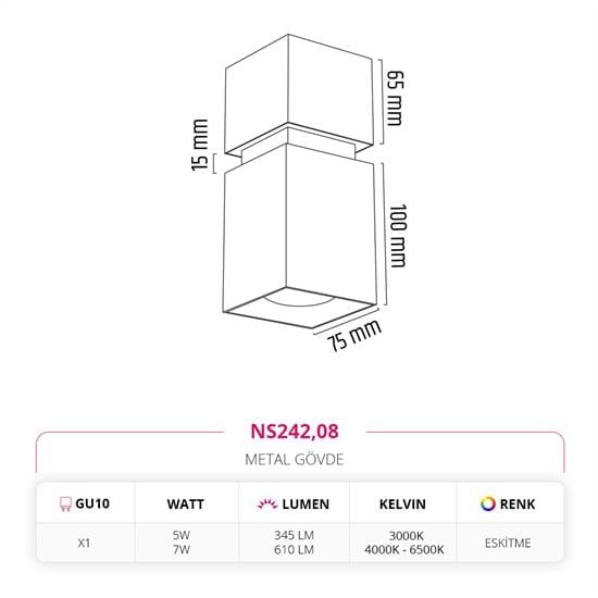 Moda Aydınlatma Sıva Üstü Led Spot Eskitme MD-S 3089-08