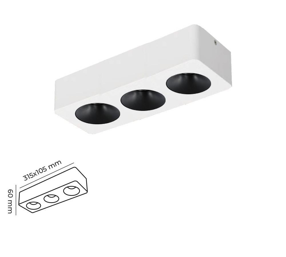 Molled 3*8W&3*12W Sıva Üstü Üçlü Led Spot Armatür MOL2424 BS