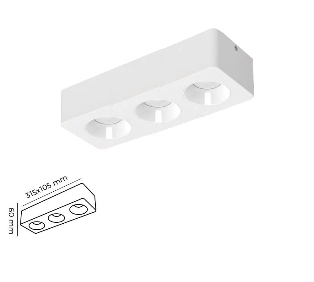 Molled 3*8W&3*12W Sıva Üstü Üçlü Led Spot Armatür MOL2424 B