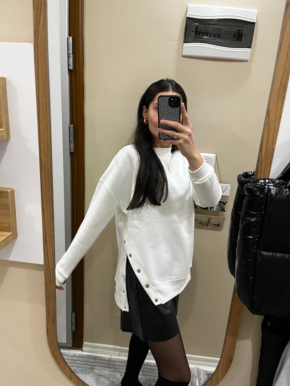 Yandan Düğmeli İçi Şardonlu Sweatshirt