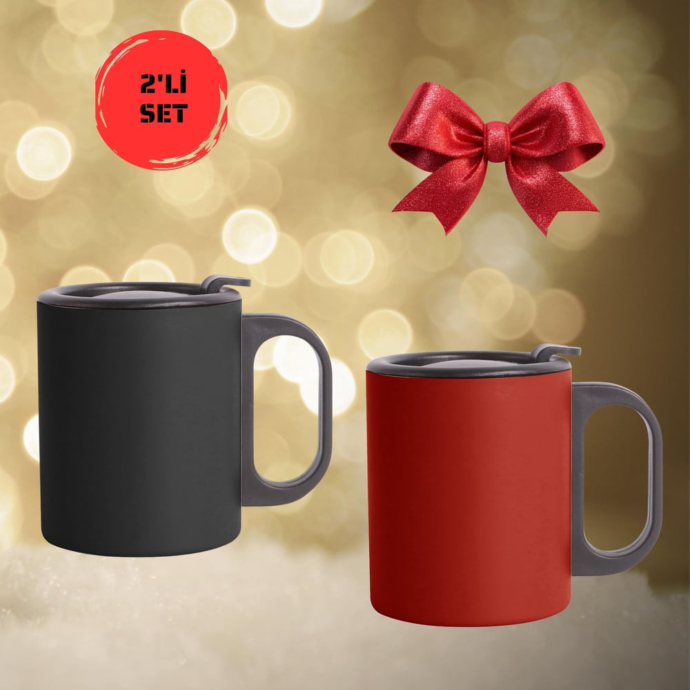  2li Set Paslanmaz Çelik Mug, Paslanmaz Çelik Termos Bardak-300 ml