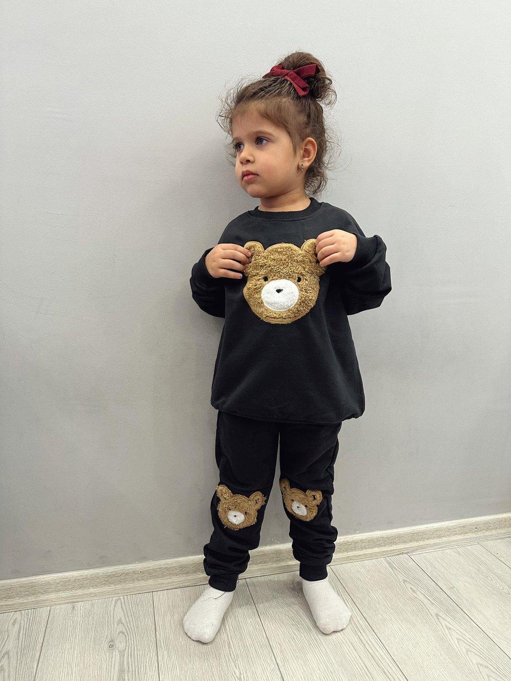 Füme Teddy Kabartmalı Takım