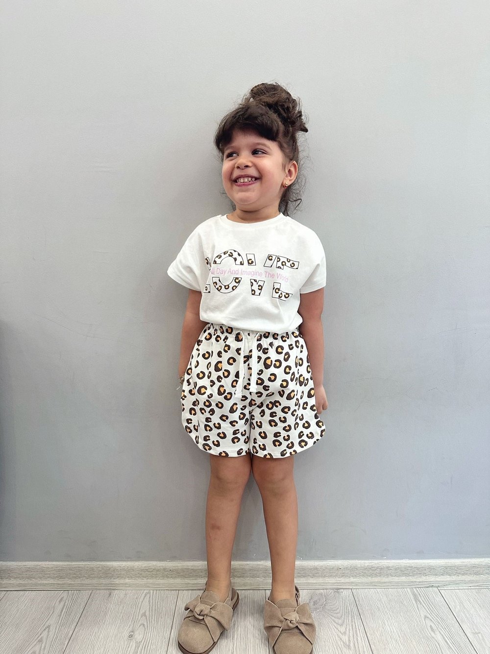 Love Baskılı Leopar Takım