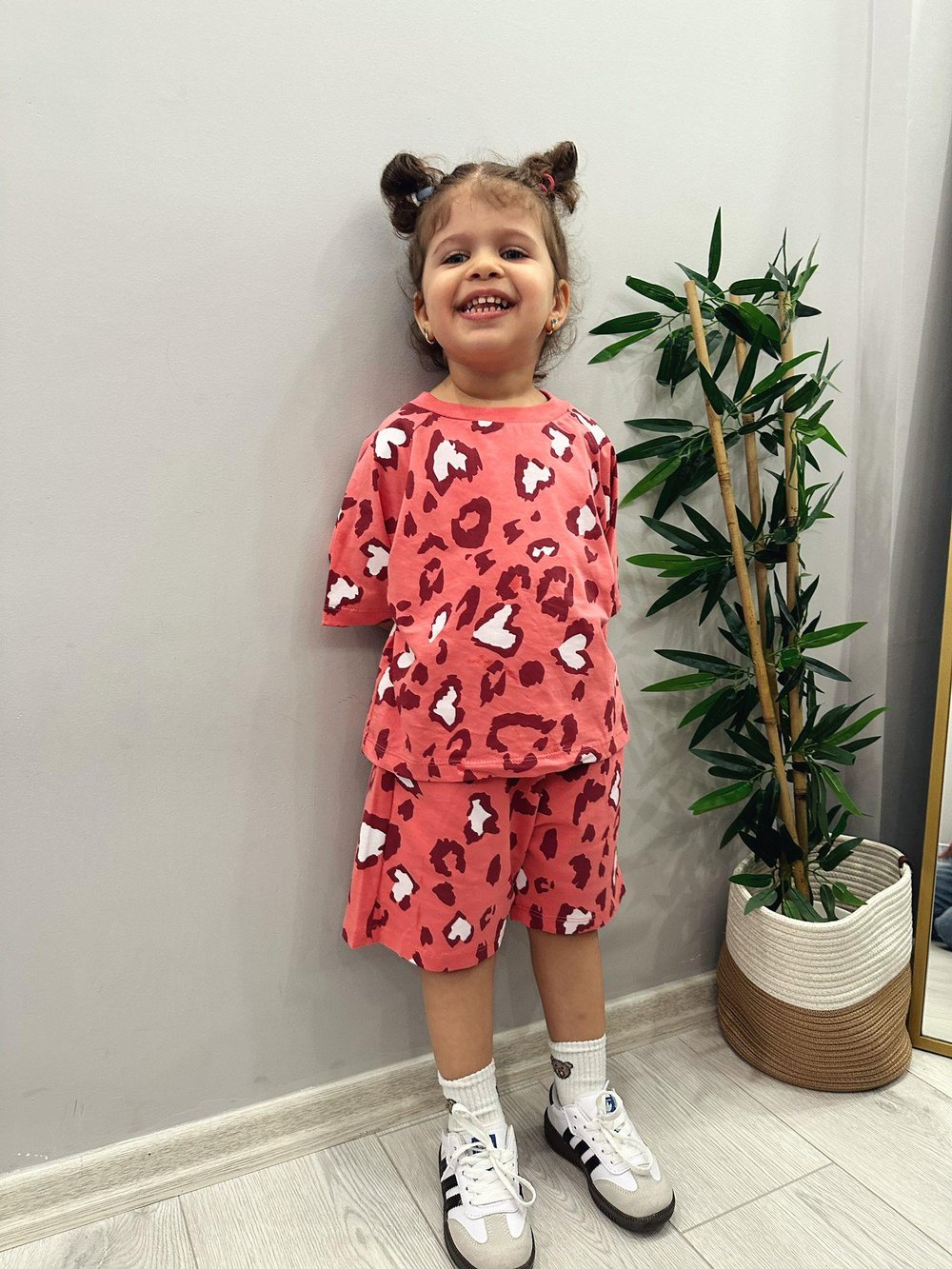 Pembe Leopar Desenli Takım