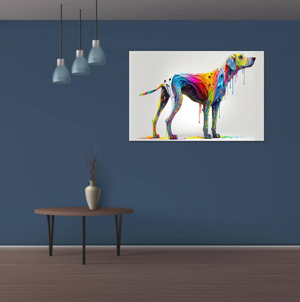Çok Renkli Köpek | Yağlı boya Dokulu Kanvas Baskı