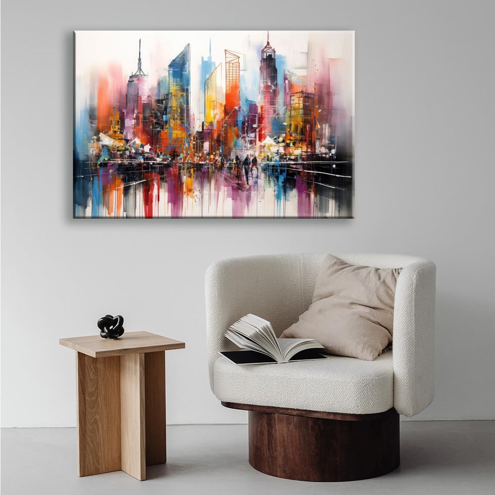 Çok Renkli New York City | Yağlı boya Dokulu Kanvas Baskı