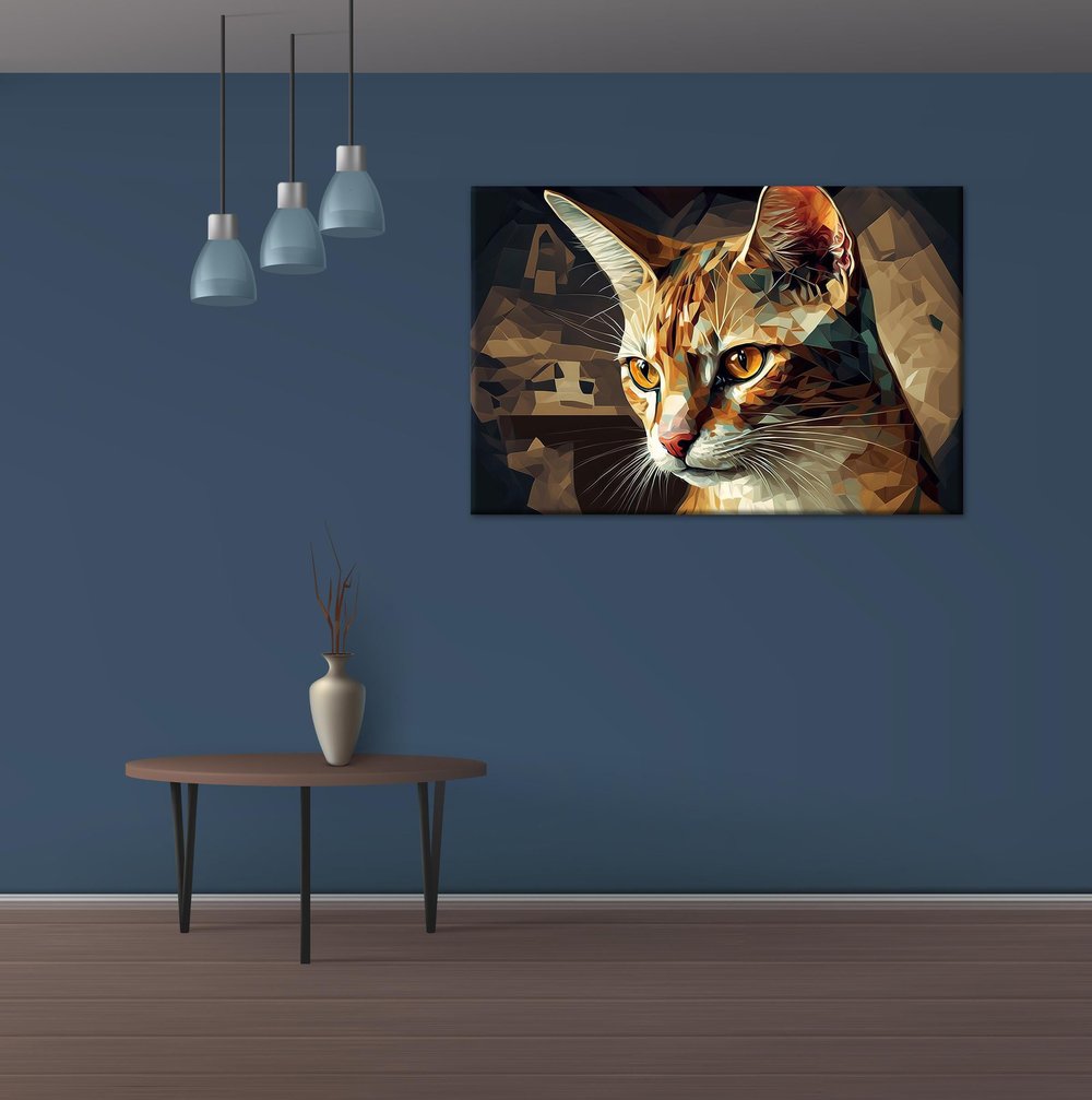 Kedi Bakışı | Yağlı boya Dokulu Kanvas Baskı