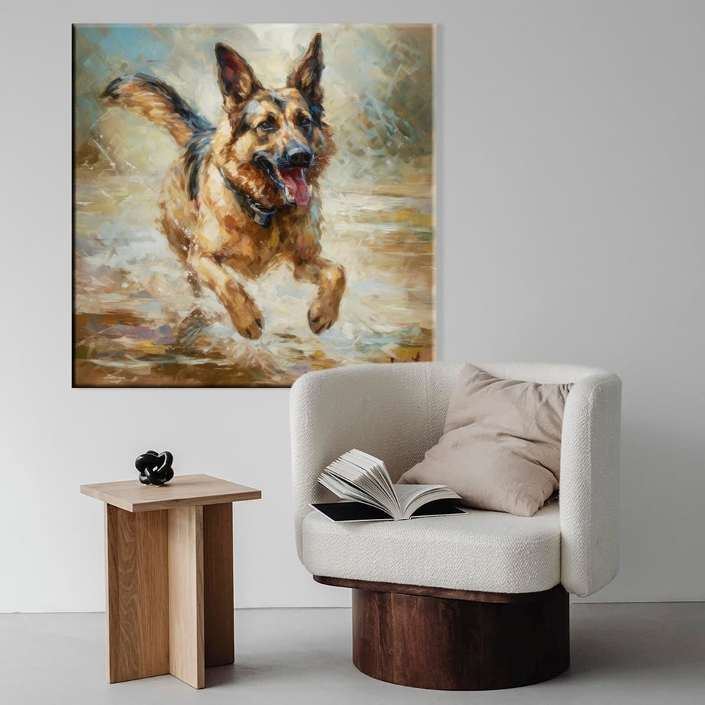 Köpek Mutluluğu | Yağlı boya Dokulu Kanvas Baskı