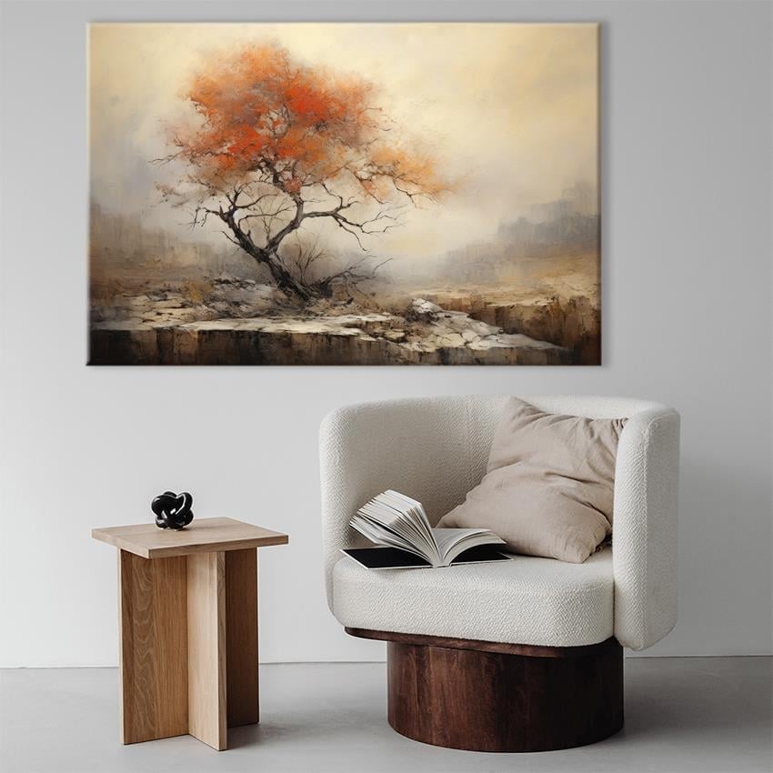 Lonely Tree | Yağlı boya Dokulu Kanvas Baskı