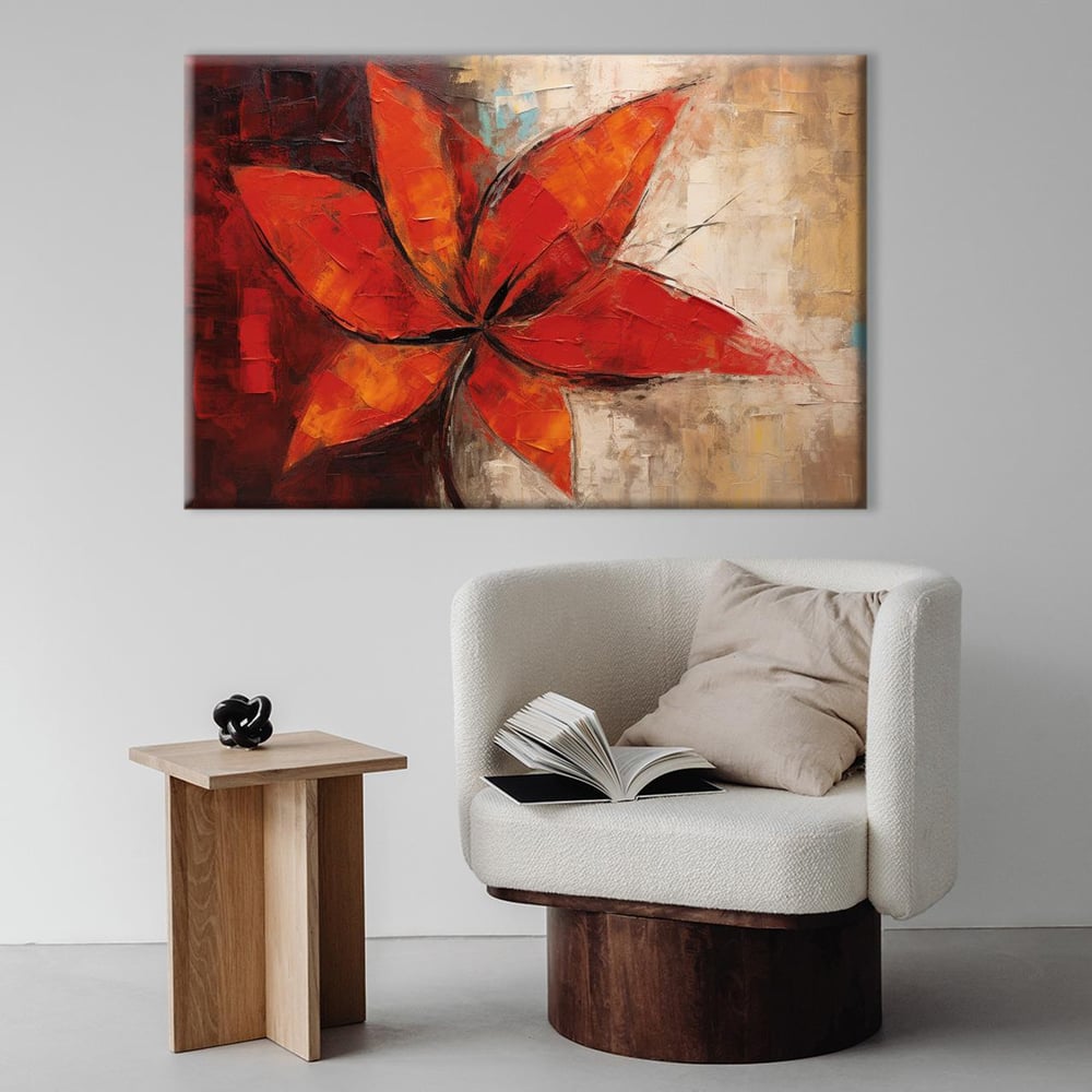 Red Flower | Yağlı boya Dokulu Kanvas Baskı