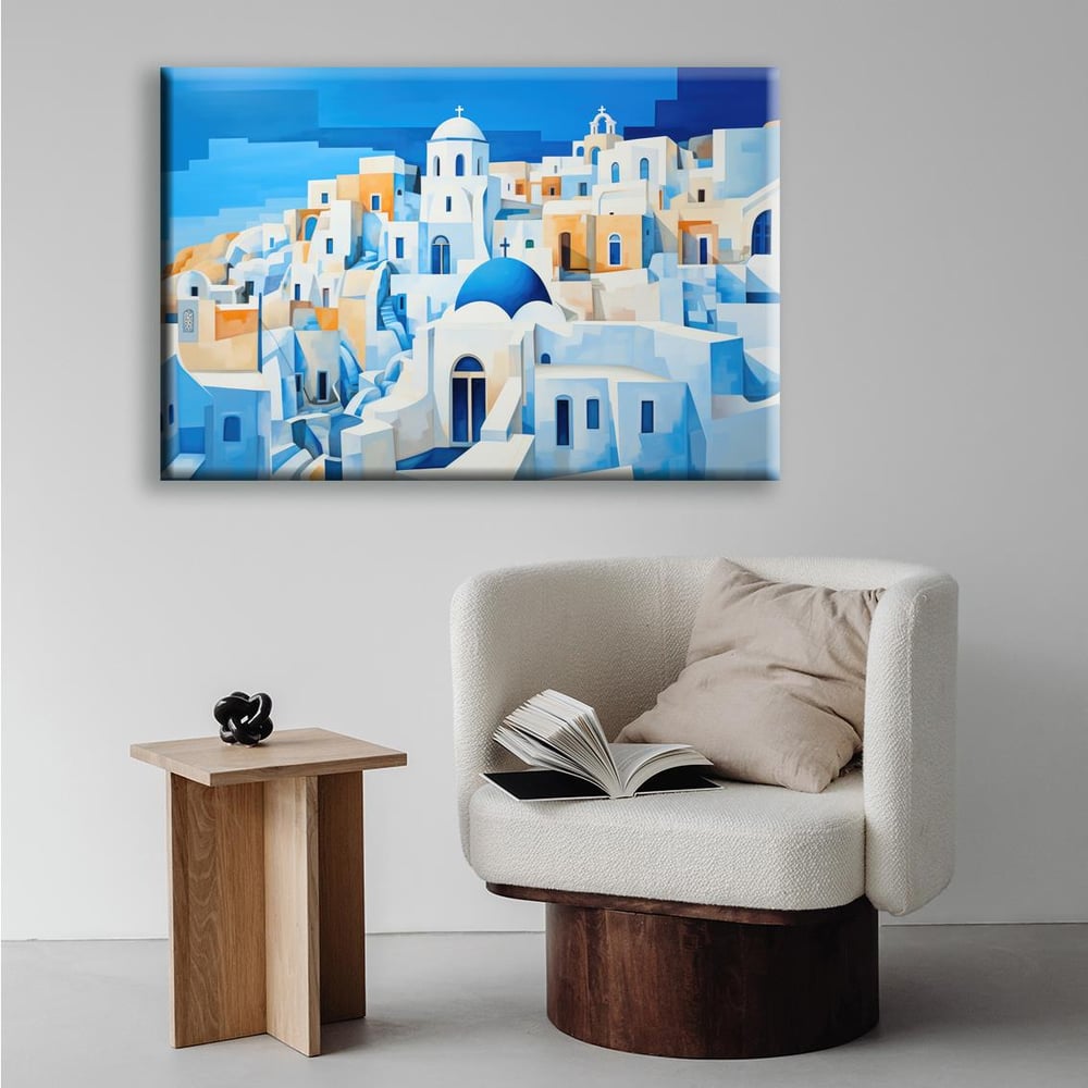 Santorini  Mimarisi | Yağlı boya Dokulu Kanvas Baskı