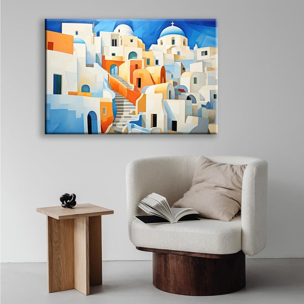 Santorini Yunanistan | Yağlı boya Dokulu Kanvas Baskı