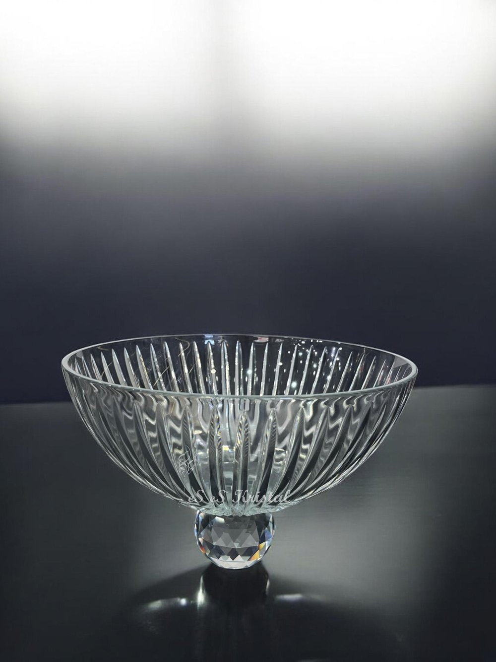 Aqua Meyvelik Kristal Top Ayaklı  Dik Kesme Şeffaf