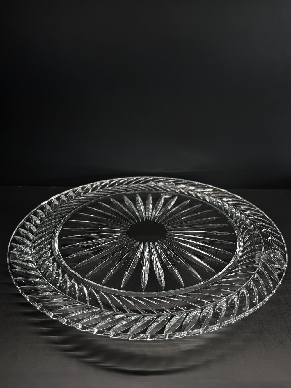 Düz Cam Tabak Kristal Top Ayaklı 35 Cm Sarmaşık Şeffaf