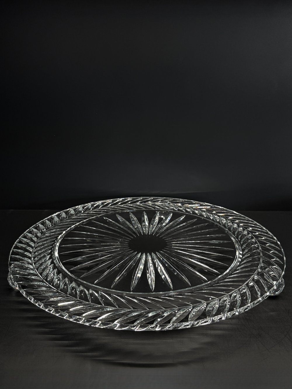 Düz Cam Tabak Kristal Top Ayaklı 35 Cm Sarmaşık Şeffaf
