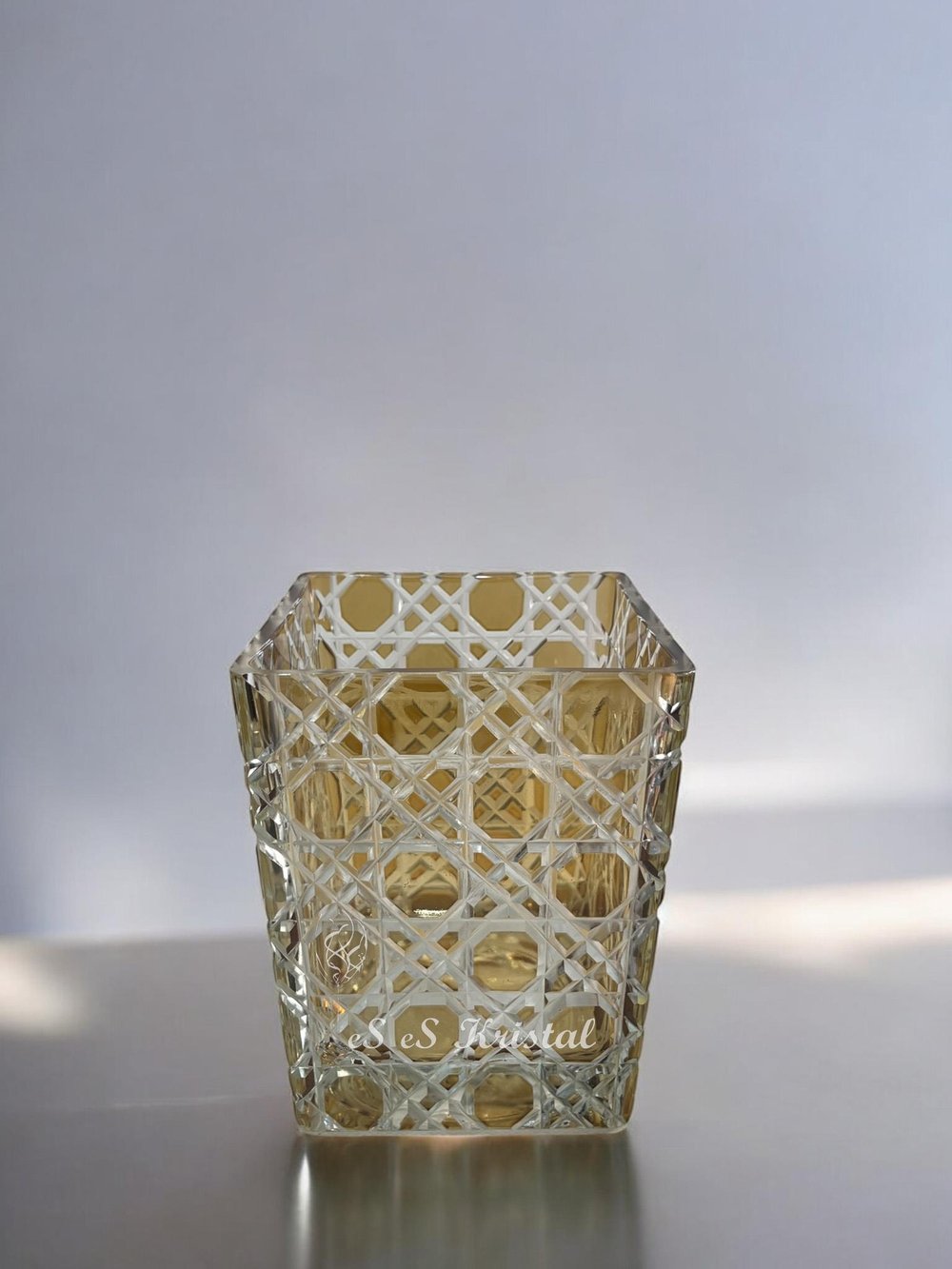 Kare Vazo 14 Cm Hasır Amber