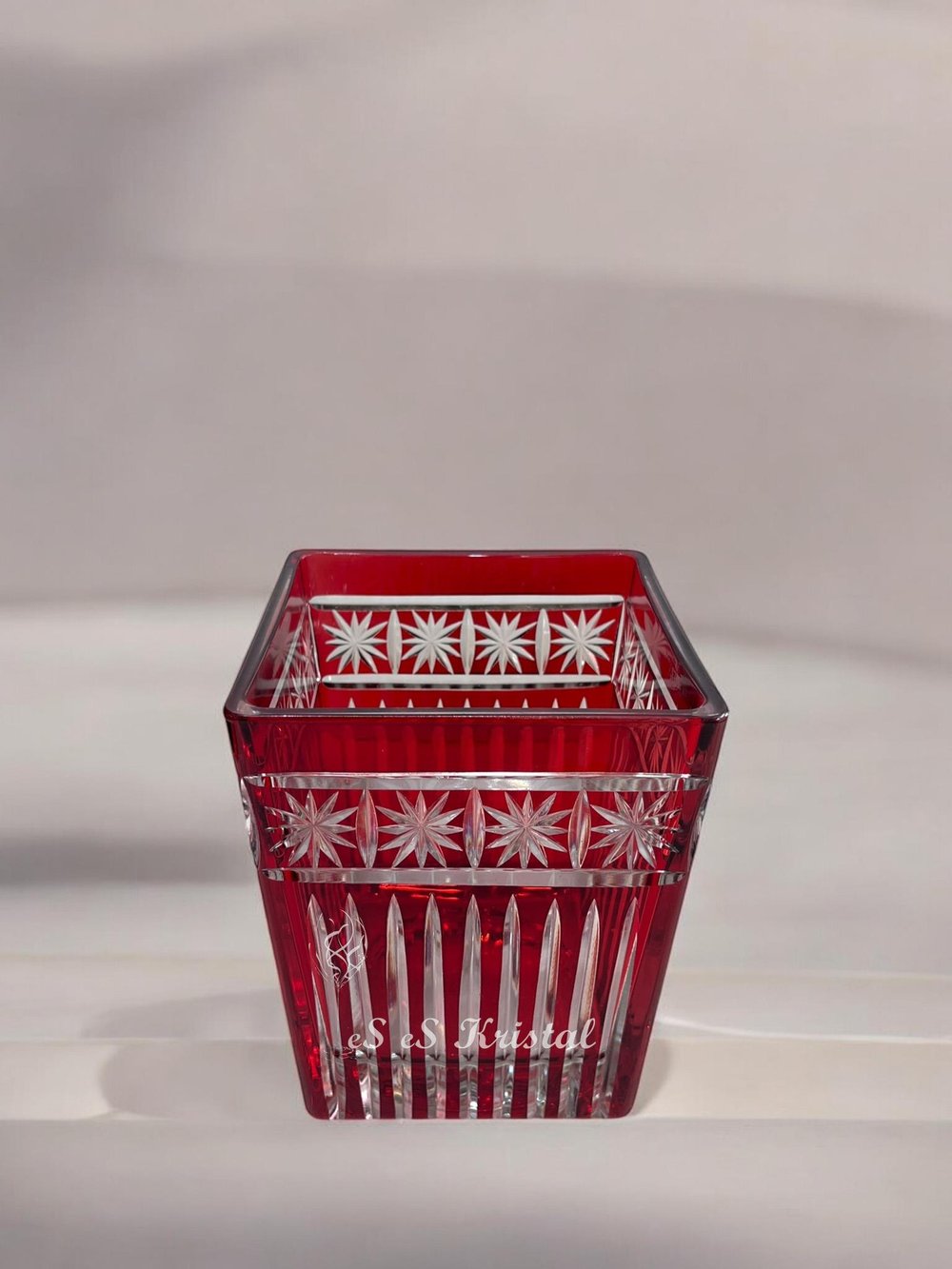 Kare Vazo 14 Cm Orion Kırmızı