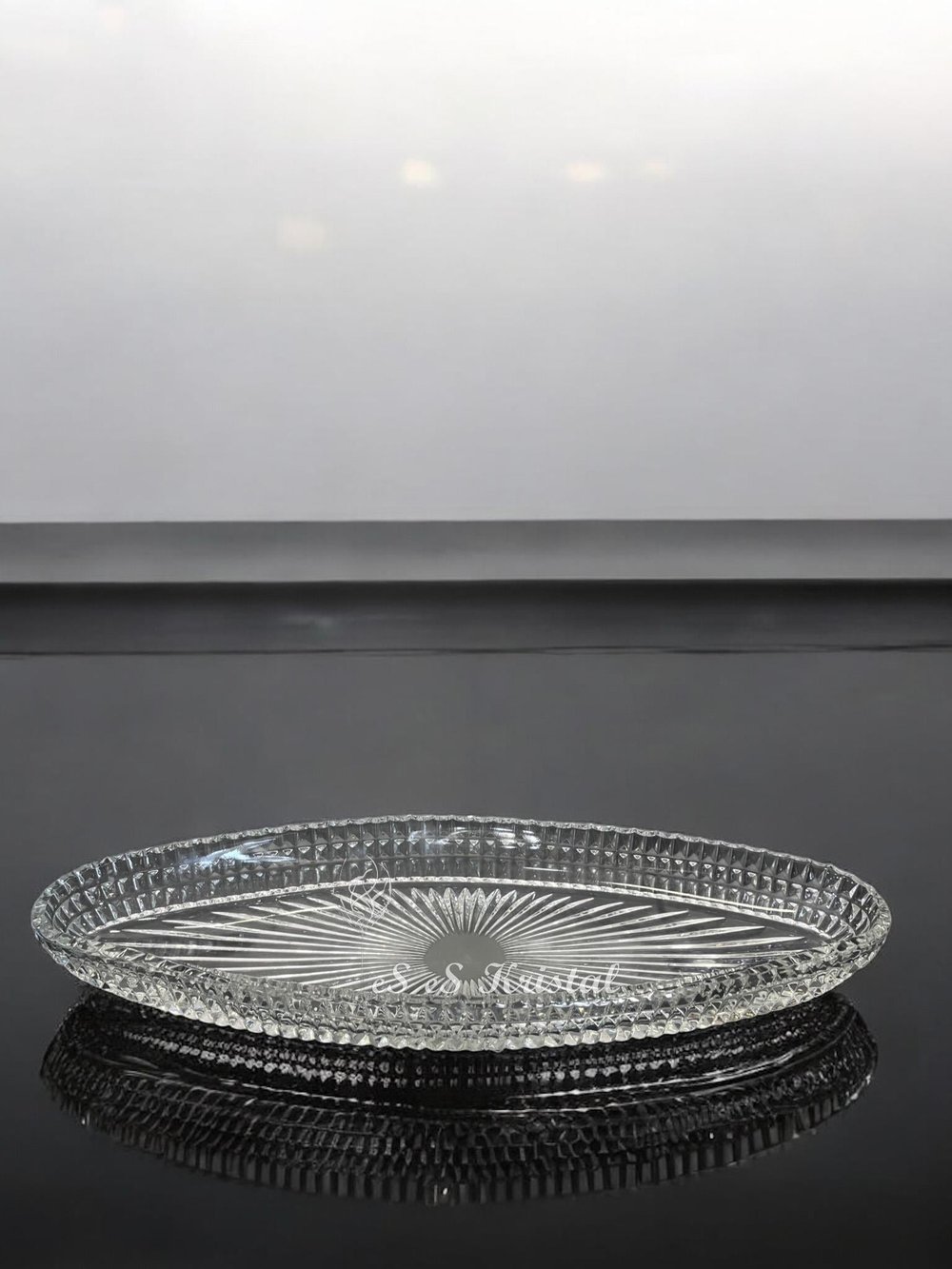 Kristal Kayık Tabak 40 Cm Çit Şeffaf