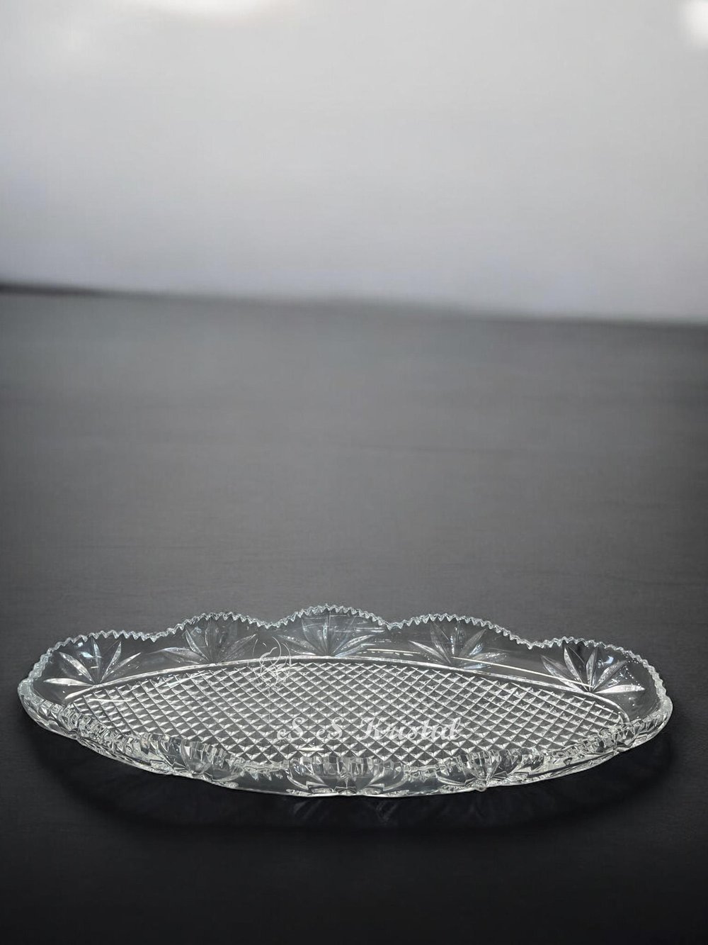 Kristal Kayık Tabak 40 Cm Püsküllü Şeffaf